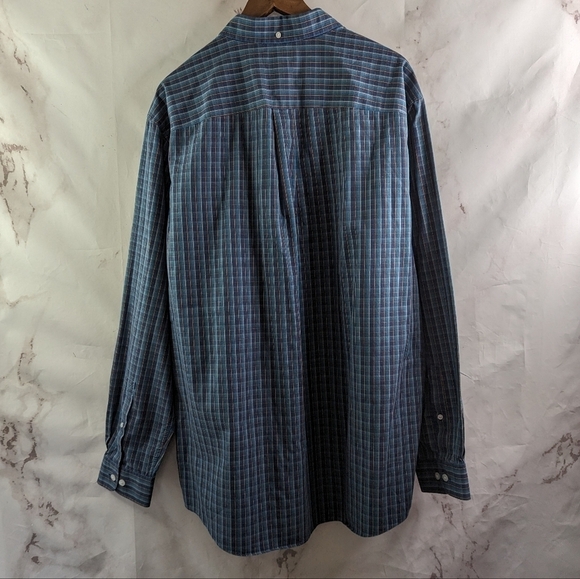 Duluth Shirt Mens 2XL Blue Button Down Plaid Long Sleeve Wrinkle Fighter Iron - Picture 5 of 11